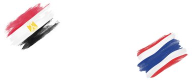 Beyaz Arkaplanda Mısır ve Tayland Bayrakları