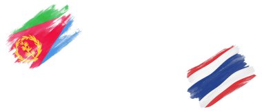 Beyaz Arkaplanda Eritre ve Tayland Bayrakları