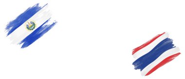 Beyaz Arkaplanda El Salvador ve Tayland Bayrakları