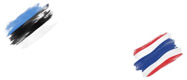 Beyaz Arkaplanda Estonya ve Tayland Bayrakları