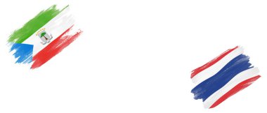 Beyaz Arkaplanda Ekvator Ginesi ve Tayland Bayrakları