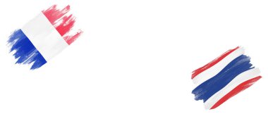 Beyaz Arkaplanda Fransa ve Tayland Bayrakları