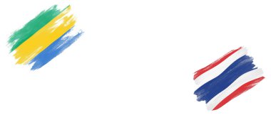 Beyaz Arkaplanda Gabon ve Tayland Bayrakları