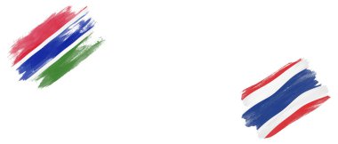 Beyaz Arkaplanda Gambiya ve Tayland Bayrakları