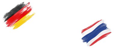 Beyaz Arkaplanda Almanya ve Tayland Bayrakları