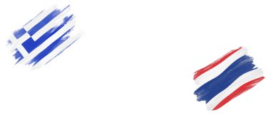 Beyaz Arkaplanda Yunanistan ve Tayland Bayrakları