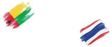 Beyaz Arkaplanda Gine Bissau ve Tayland Bayrakları