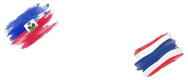 Beyaz Arkaplanda Haiti ve Tayland Bayrakları