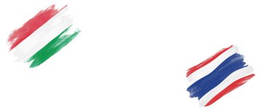 Beyaz Arkaplanda Macaristan ve Tayland Bayrakları