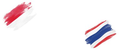 Beyaz Arkaplanda Endonezya ve Tayland Bayrakları