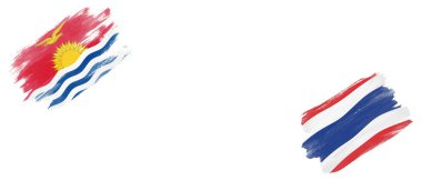 Beyaz Arkaplanda Kiribati ve Tayland Bayrakları