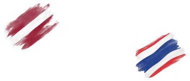 Beyaz Arkaplanda Letonya ve Tayland Bayrakları