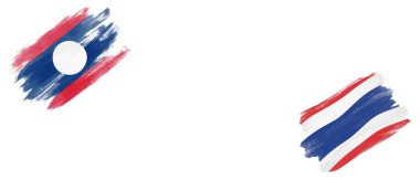 Beyaz Arkaplanda Laos ve Tayland Bayrakları