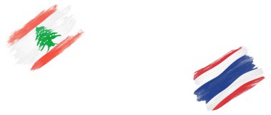 Beyaz Arkaplanda Lübnan ve Tayland Bayrakları