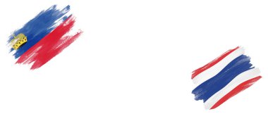 Beyaz Arkaplanda Lihtenştayn ve Tayland Bayrakları