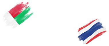 Madagaskar ve Tayland Bayrakları Beyaz Arkaplanda