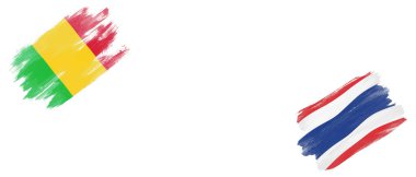 Beyaz Arkaplanda Mali ve Tayland Bayrakları