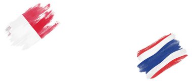 Beyaz Arkaplanda Malta ve Tayland Bayrakları