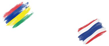 Beyaz Arkaplanda Mauritius ve Tayland Bayrakları