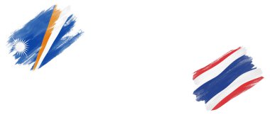 Beyaz Arkaplanda Marshall Adaları ve Tayland Bayrakları