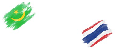 Moritanya ve Tayland Bayrakları Beyaz Arkaplanda