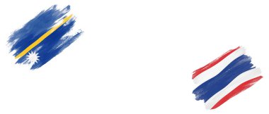Beyaz Arkaplanda Nauru ve Tayland Bayrakları