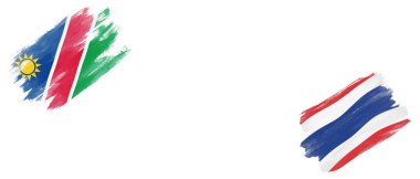 Beyaz Arkaplanda Namibya ve Tayland Bayrakları