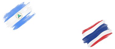 Beyaz Arkaplanda Nikaragua ve Tayland Bayrakları