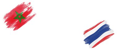 Beyaz Arkaplanda Fas ve Tayland Bayrakları