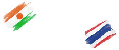 Beyaz Arkaplanda Nijer ve Tayland Bayrakları