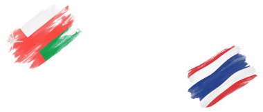 Umman ve Tayland Bayrakları Beyaz Arkaplanda