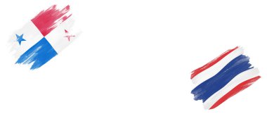 Beyaz Arkaplanda Panama ve Tayland Bayrakları