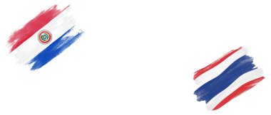 Beyaz Arkaplanda Paraguay ve Tayland Bayrakları