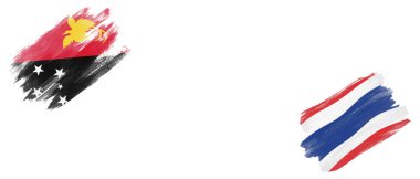 Beyaz Arkaplanda Papua Yeni Gine ve Tayland Bayrakları