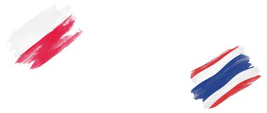 Beyaz Arkaplanda Polonya ve Tayland Bayrakları