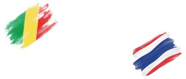 Beyaz Arkaplanda Kongo Cumhuriyeti ve Tayland Bayrakları