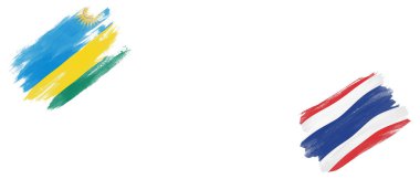 Beyaz Arkaplanda Rwanda ve Tayland Bayrakları