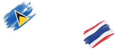 Beyaz Arkaplanda Saint Lucia ve Tayland Bayrakları