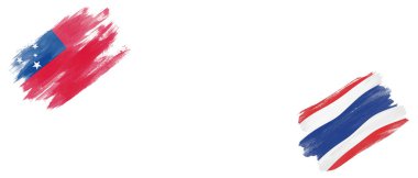 Beyaz Arkaplanda Samoa ve Tayland Bayrakları