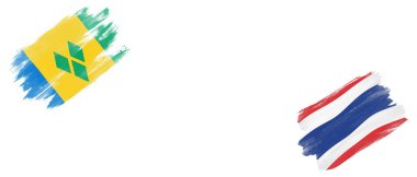 Saint Vincent ve Grenadinler ve Tayland Bayrakları Beyaz Arkaplanda