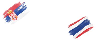 Sırbistan ve Tayland Bayrakları Beyaz Arkaplanda