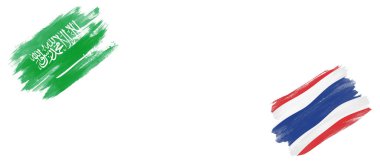 Beyaz Arkaplanda Suudi Arabistan ve Tayland Bayrakları