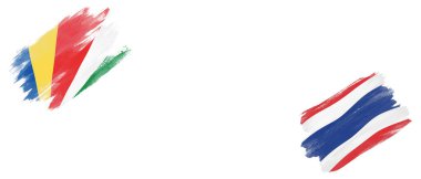 Beyaz Arkaplanda Seyşeller ve Tayland Bayrakları