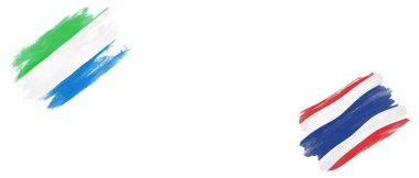 Beyaz Arkaplanda Sierra Leone ve Tayland Bayrakları