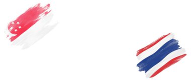 Beyaz Arkaplanda Singapur ve Tayland Bayrakları