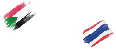 Beyaz Arkaplanda Sudan ve Tayland Bayrakları