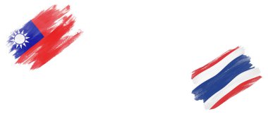 Beyaz Arkaplanda Tayvan ve Tayland Bayrakları