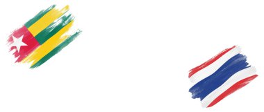 Beyaz Arkaplanda Togo ve Tayland Bayrakları