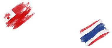 Beyaz Arkaplanda Tonga ve Tayland Bayrakları