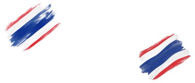 Beyaz Arkaplanda Tayland ve Tayland Bayrakları